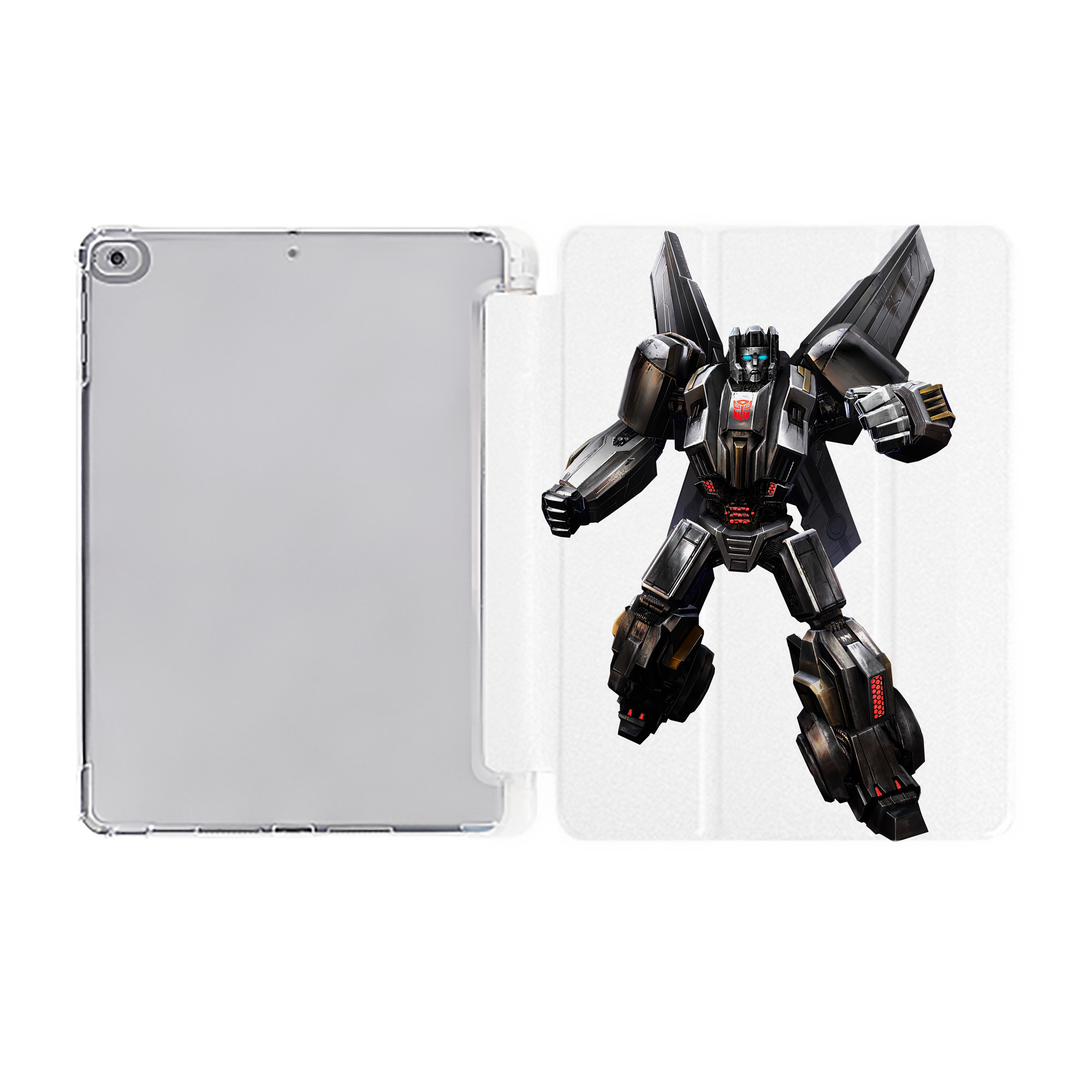 （画像用） Transformers トランスフォーマー IPad ケース ペン収納付き 三つ折りスタンド PUレザー×シリコン 対応機種9.5/10.5/10.9インチ